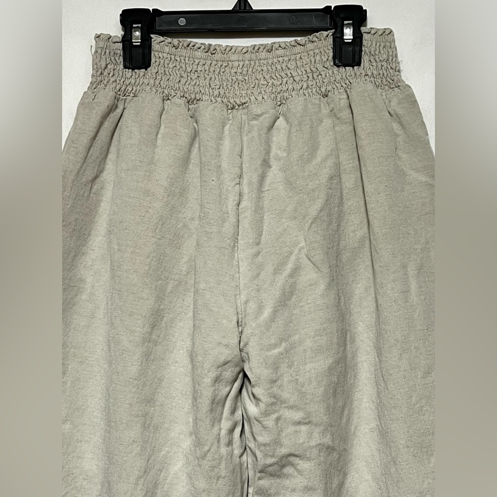 Vintage Wide Leg Cropped High Waist Linen Blend Pants Vacation Resort Summer - Picture 6 of 9